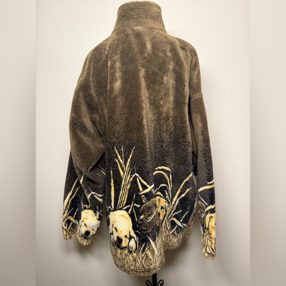 VTG 90s Brown Fleece Jacket with Dogs